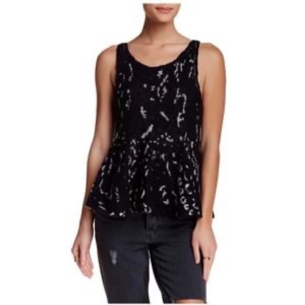 Free People All Dolled Up Knit Peplum Floral Print Tank Top Size Medium